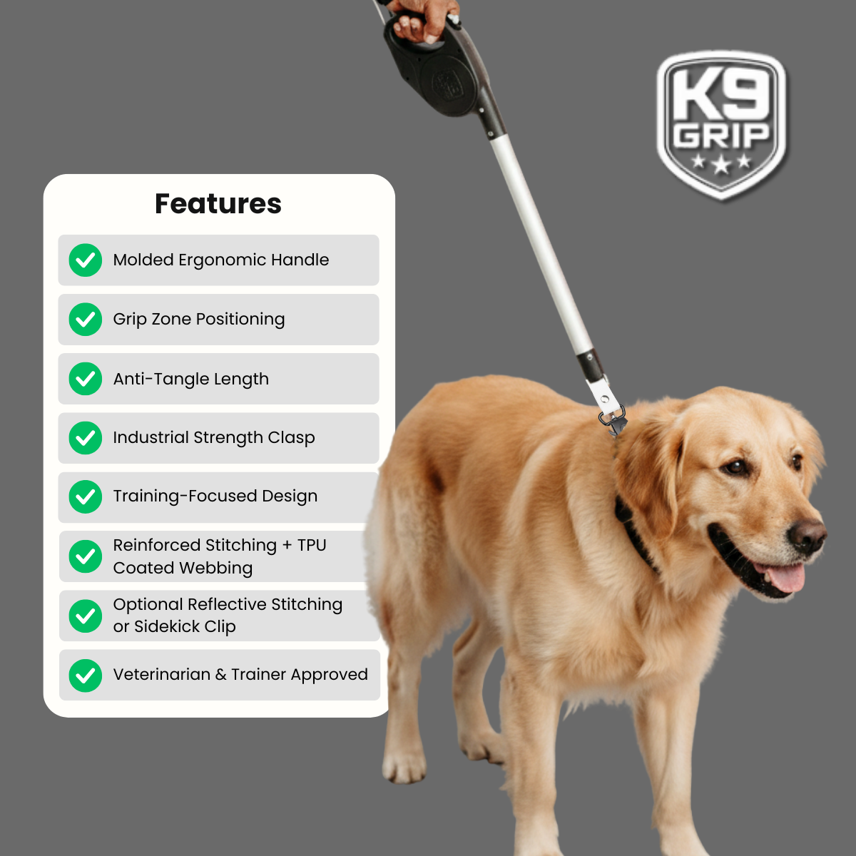 K9 Grip Dog Leash “Control Tech Leash System”