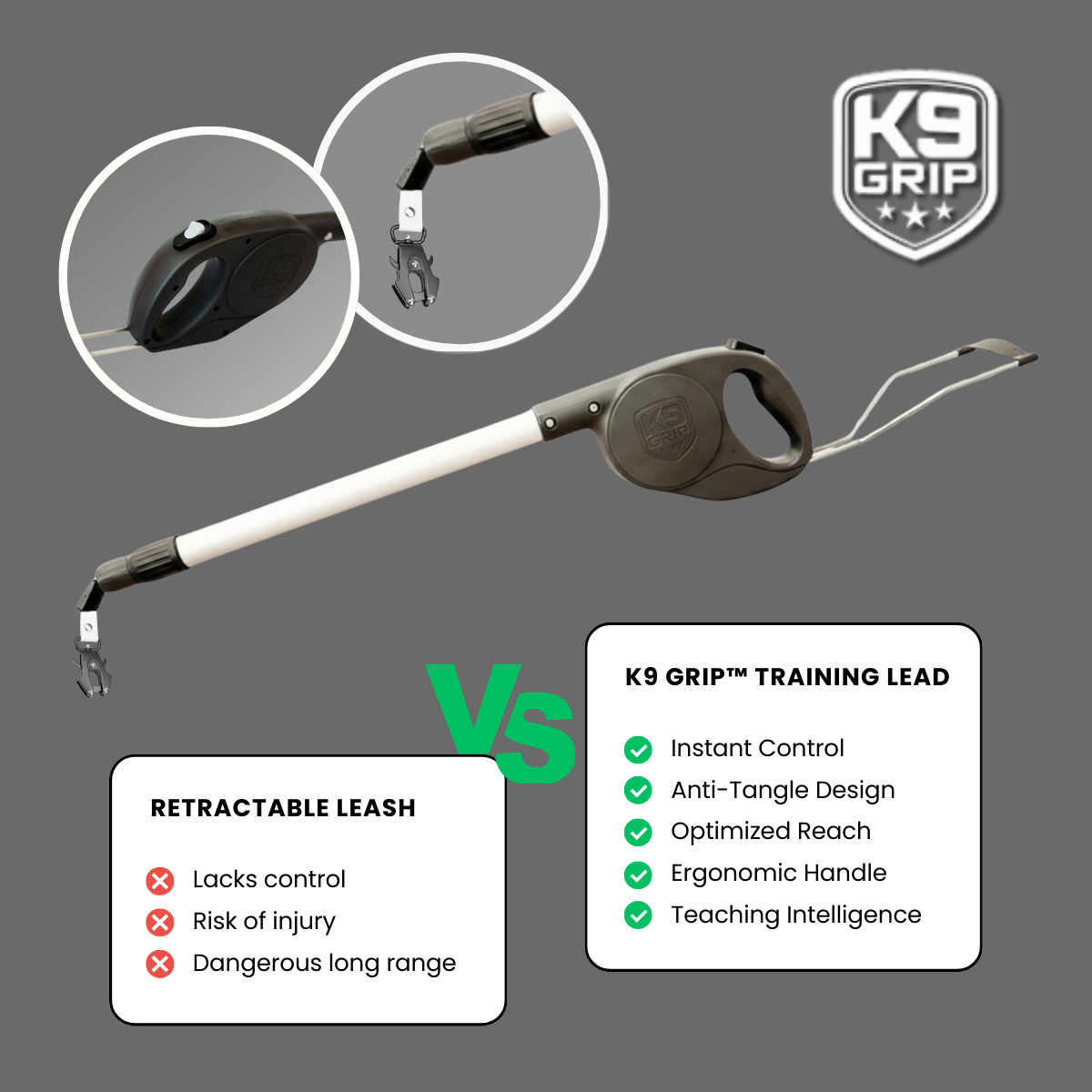 K9 Grip Dog Leash “Control Tech Leash System”